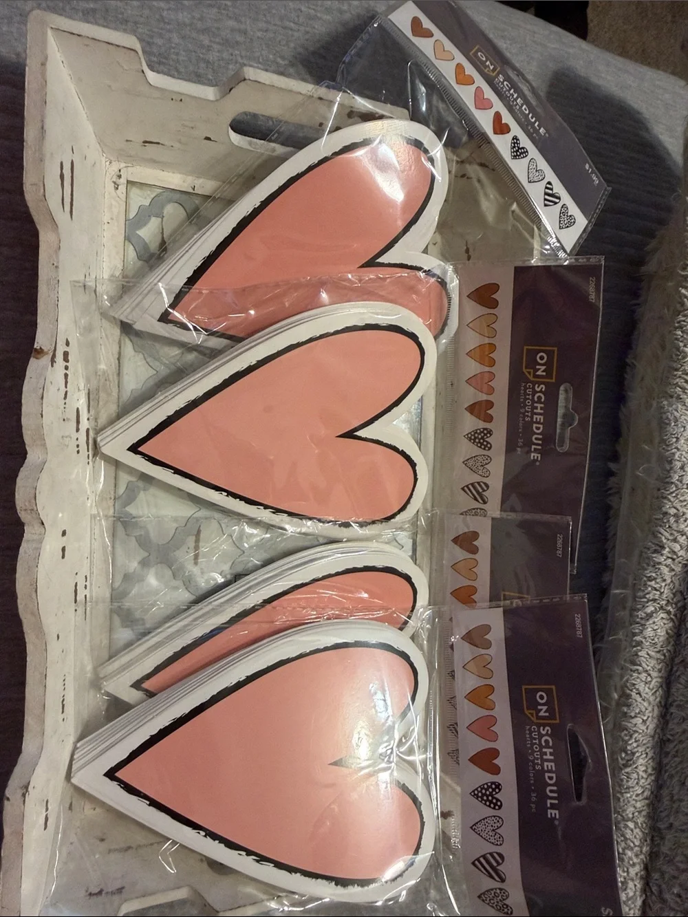 Pink Heart cut outs- 4 packs with- 36 pieces each pack